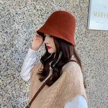 예쁜 니트짜임 가을용 겨울 여자 양모벙거지모자 버킷햇