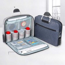 인장함 도장 케이스 보관 스탬프 정리 가방 고급, 파란색 + 회색