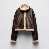 ZARA 겨울 자라 무스탕 숏 크롭 점퍼 자켓 에코 시어링 레더 4341719 700
