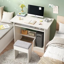 좁은방책상 원룸 자취생 고시원 1인용 독서 컴퓨터책상겸테이블, F 화이트의자