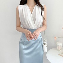 [레티고] 여성 데일리 캐주얼 민소매 블라우스