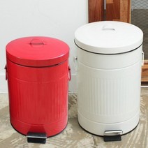 [선우랜드] 러브하우스 엔틱 페달 양철 휴지통 20L, 상세설명 참조, 화이트