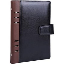 일본직발송 3. 모노박스 노트형 시스템 수첩 A5 180도 열립니다! A5사이즈 6홀 리필 10점 첨부 A5MONOBIZN, One Size, 매트 블랙