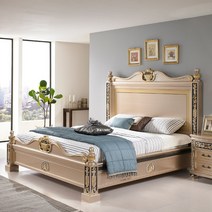 재키 원목 침대 프레임 Q 퀸침대 골드샴페인, 단품