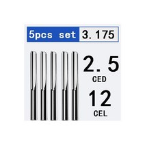 정밀 밀링 커터 가공 UCHEER 5pc 3.175mm 나무 용 2 개의 플루트 스트레이트 라우터 비트 CNC 조각 카바이드 엔드 밀 도구, 2.5d12l38L