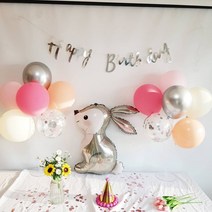민즈셀렉트 아기토끼 생일풍선패키지 해피벌스데이풍선 다이소 생일파티 Happybirthday 이벤트