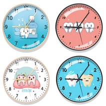 치과벽시계 어린이 치과 개원선물 인테리어 벽걸이 시계, E.양치약속, 골드