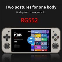 RG552 레트로 비디오 게임 콘솔 듀얼 시스템 안드로이드 리눅스 포켓 핸드 헬드 게임 플레이어, Black No Games_EU