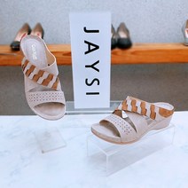 제이시 발편한 통굽샌들 소가죽 여성샌들 5cm 베이지 K035