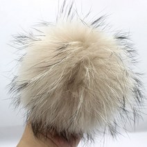 겨울털모자 여성털모자 털비니 버튼이있는 큰 다채로운 솜털 진짜 모피 여우 너구리 diy