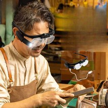 고화질 확대경 돋보기안경 LED 라이트 정밀작업, A