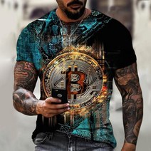 기념주화 비트코인선물 모형소품폭발적인 2022 봄과 여름 새로운 반팔 Bitcoin 3D 인쇄 된 t-셔츠 거리 동, 11 dyp-2290_04 M