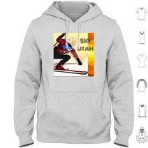스키 70 년대 스타일 후드 긴 소매 슬라롬 다운힐 슈퍼 G 린지 본 스노우 아이스 파우더 부츠 폴, [05] XXL, [03] M-Hoodie-Gray