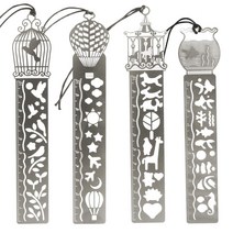 철제 책갈피 겸용 모양자 도형자 10cm 스테인레스, 1개, 새장