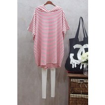 t셔츠 여름옷 와이드 루즈핏 빅사이즈 해변 비치 반팔 티셔츠 줄무늬 후드티 원피스 여성 2046954783