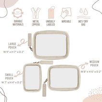 LuckyLove 기저귀 가방 정리 파우치 기저귀 클러치 포함 4개 세트 .. 정품보장, Cream Clear Trio Pouches w/ R