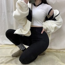 여성 배색 제니 라운드 슬림 크롭 무지 심플 반팔티