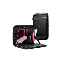 Spigen Macbook Pro 14인치 케이스 2021 지원 360° 내충격 보호 손실 방지 AirTag 장착 A2442용 노트북 케이스 4중 보호 기능 러기드 아마 프로 파우치 AFA04270 블랙