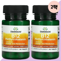 스완슨 B12 메틸코발라민 2500mcg 에너지 메타볼리즘 체리맛 60정 2팩, 상품