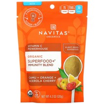 Navitas Organics 나비타스 오가닉스 Organic Superfood+ 혼합물 비타민C 카무 + 오렌지 아세로라 체리 120g(4.2oz)