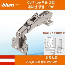 수입BLUM BLUM 빅앵글 힌지 170 165 135도 코너캐비닛 접이식도어 댐퍼 부품751ML1, 01 170도 풀커버=곧은 팔（무저항）
