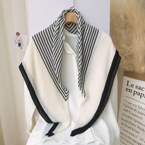 봄가을 90cm 사각 스카프 주름 모조 면마 스카프 가을 흑백 투톤 스카프 착용 도매