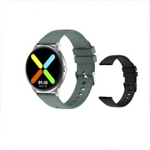 imilab 다이얼 스마트워치 블랙 + 그린 스트랩 포함, Sliver, KW66