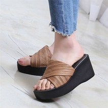 셀러허브 여성패션 [플레이스31] 국내 통굽 여성 주름 슬리퍼 8cm 사무실 회사 실내화