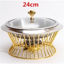 음식 워머 푸드 출장 뷔페 홈파티 케이터링스테인레스 스틸 냄비 세트 미니 홀더 유리 뚜껑 골드 실버 Chaf, 09 24cm---2L