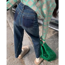 도매텍 드레스코드 애드립청바지 동대문 청바지 여성의 넓은 다리 느슨한 높은 허리 슬리밍 카프리 스트레이트 바지 감각 틈새 디자인 플러스 사이즈 뚱뚱한