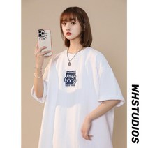 여성7부맨투맨 반팔 맨투맨 오버핏 빅사이즈 티셔츠 타이거 호랑이 캐주얼