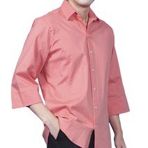 웰컴가운 SE105 남성셔츠 칠부 7부남방 스판 오렌지색 무지