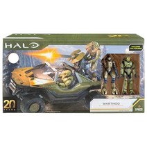 Jazwares World of Halo 20주년 기념 컬렉션 액션 피규어 및 차량 세트 (마스터 치프 + 그런트 4팩 (10.2cm/4인치)), Warthog (w/ Master Chief + Arb