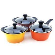 키친아트 세라믹 냄비세트 3개, 혼합 색상, 편수 18cm + 양수 16cm + 양수 20cm