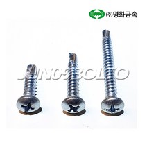 명화금속 철판피스 나사 와샤머리(PH) 백색 기리피스 직결피스, 1봉