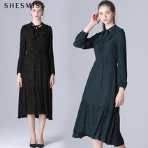 쉬즈미스 글리터 러플 리본 롱 원피스 SWWOPK31040