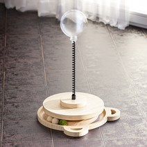 고양이 베란다 문 여닫이방충망 강아지휀스 원목 공 빼먹기 자영신기 자동 사료 해피 피더, 08 곰머리 소공 -아이디어 업그레이드