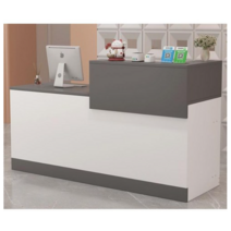 안내데스크 카운터테이블 인포데스크 인포메이션 옷가게 식당 미용실 카페 병원, 120cm 화이트 + 그레이 / 오른쪽 상판