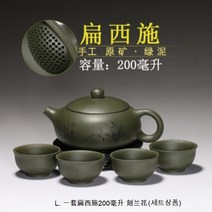 호화랑 다기세트 자사호 중국 전통 수공예 다기 숙우 보이차용 다관 차도구 녹니 편서시 찻주전자 tt229, 1세트, L타입상품