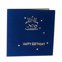 씨앤초이스 케이크 팝업카드 5세트 생일 축하 3D입체 메세지 카드 엽서 편지봉투 기념일 이벤트, 블루