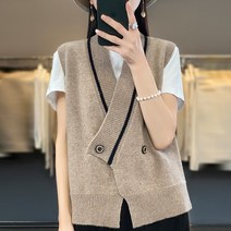 여성 골프조끼 니트조끼 스웨터 봄 캐주얼 느슨한 스웨터 민소매 넥 카디건 탑 겉옷