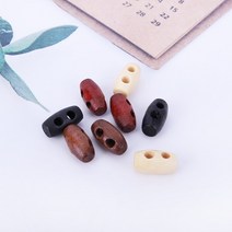 짱패브릭 인형) (4개) 원목 2구 토글단추 / 떡볶이단추, 내추럴