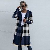 여자 롱 가디건 브랜드 가을 코디 체크 카디건 여성 ​​격자 무늬 패션 스트레이트 재킷