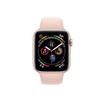 애플워치 시리즈 4 (GPS + 셀룰러 44MM) 골드 알루미늄 케이스 핑크 샌드 스포츠 밴드 (Renewed)