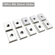 목공용슬라이드 T트랙 게이지 T슬라이드 게이지바 슬롯목공 t 트랙 알루미늄 너트 392, 10pcs m8 실버
