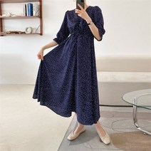 벨르 BELLE BELLE 여성 봄 V넥 헤일리 도트 롱 원피스 자체제작 (8373736)