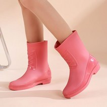 여성 여름 부츠 장화 레인부츠 장마 패션 PVC 미끄럼 방지 낮은 튜브 두꺼운 숏 여성용 중간 물 신발 굽 36-40