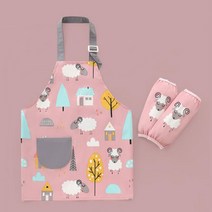 유블리 키즈 아동 앞치마 팔토시 세트 귀여운 동물 그림 만화 방수 배색 미술 시간 요리 체험 어린이집 UK104001KJ 다이노소어