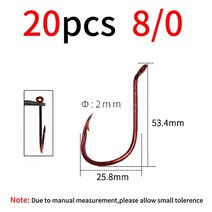 문어갈고리 해루질 연결 낚시 elllv 20pcs 고탄소강 붉은 문어 부리 후크 오프셋, 20개 크기 810