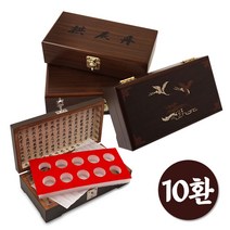 공진단 나무 상자 고급 선물 박스 환약 경옥고 청병 한약상자 한의원, 공진단 상자(나무/한지/밤색), 학문양 인쇄(10환)_A01062